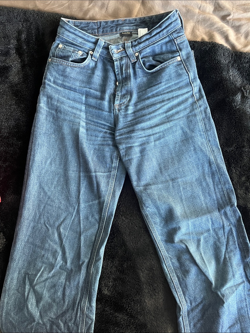 Massimo Dutti Women's Blue Straight Leg Jeans
